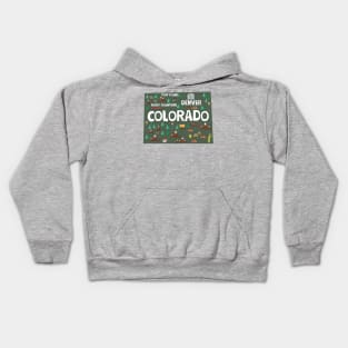 Colorado illustrated map Kids Hoodie